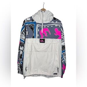 Vintage Quicksilver World Force pullover jacket 80s Neon Graffiti made in USA L